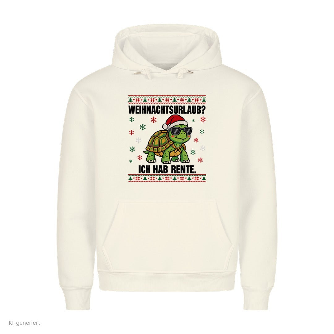 Schildkröte Weihnachtshoodie Weihnachtsurlaub? Ich hab Rente - Ugly Christmas Hoodie in Weiß