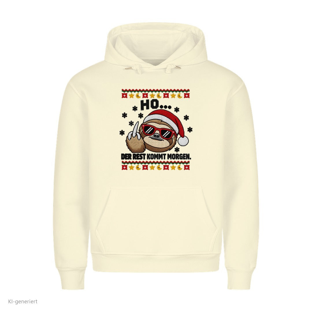 Faultier Weihnachtshoodie Ho… der Rest kommt morgen - Ugly Christmas Hoodie in Beige