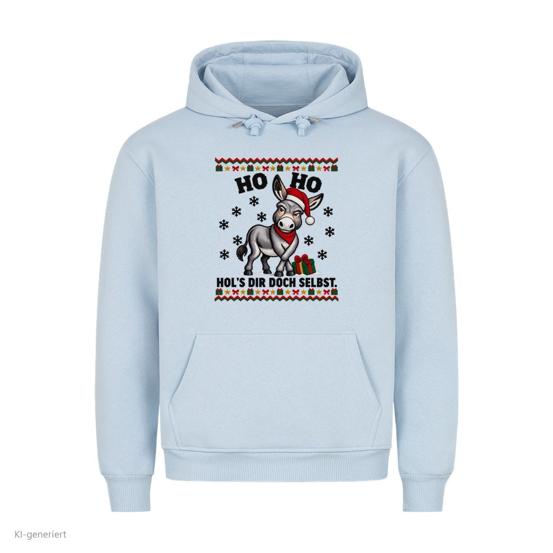 Esel Weihnachtshoodie Hol's dir doch selbst - Ugly Christmas Hoodie in Babyblau
