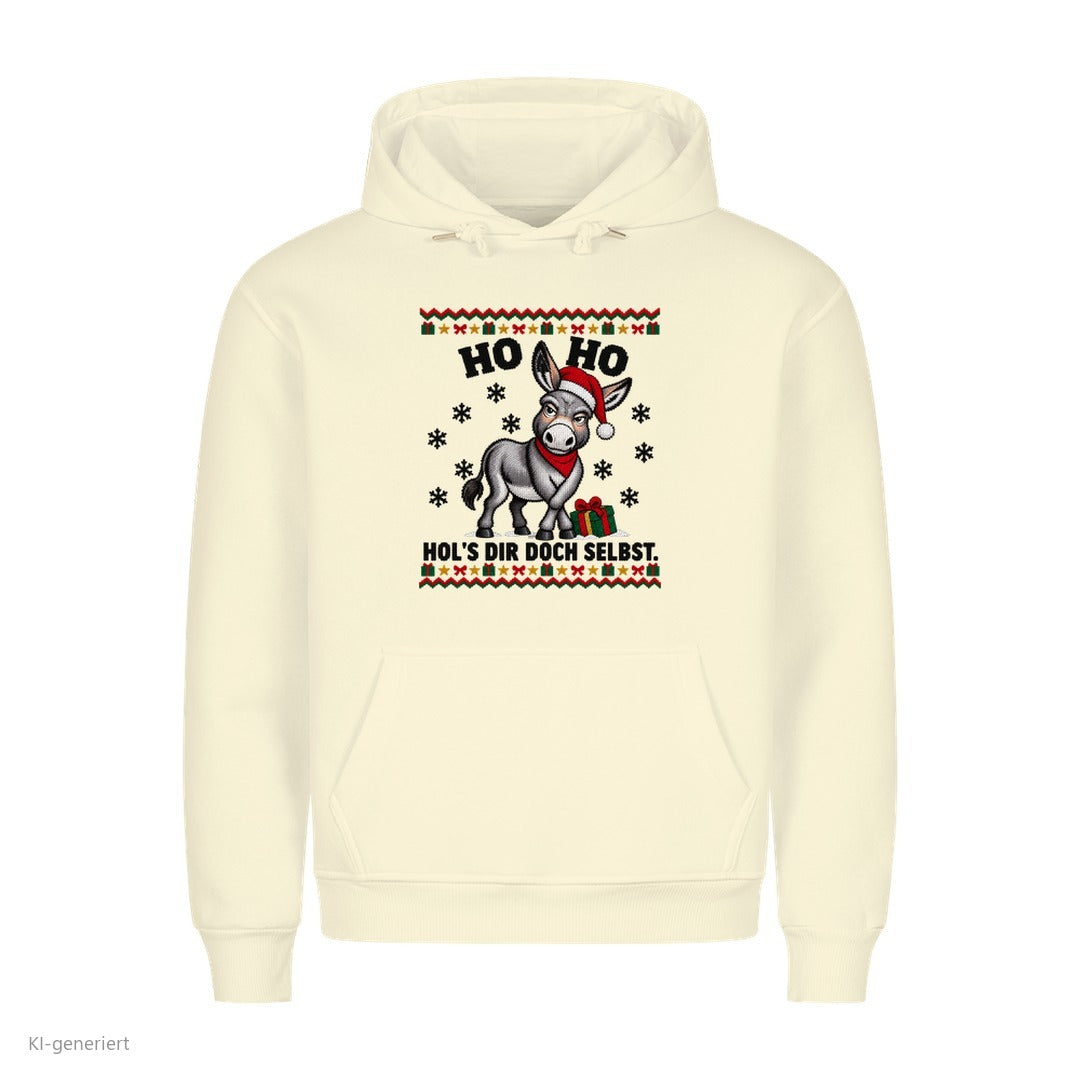 Esel Weihnachtshoodie Hol's dir doch selbst - Ugly Christmas Hoodie in Beige