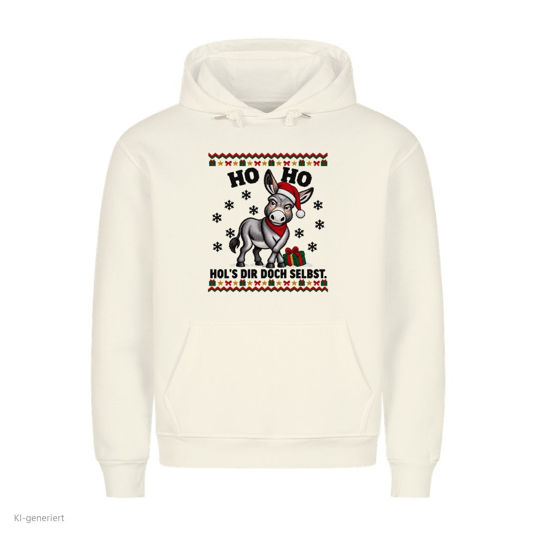 Esel Weihnachtshoodie Hol's dir doch selbst - Ugly Christmas Hoodie in Weiß