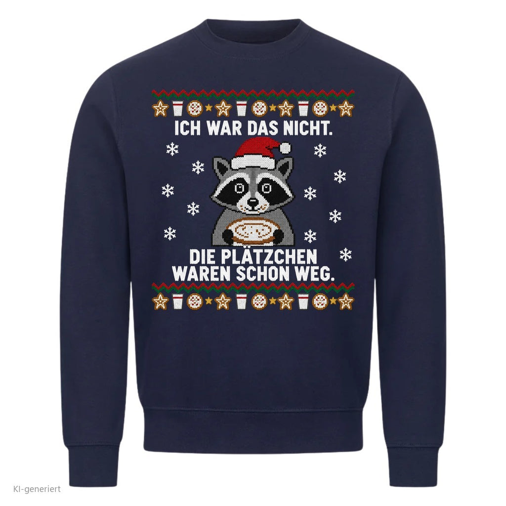 Waschbär Weihnachtspullover Die Plätzchen waren schon weg - Ugly Christmas Sweater in Navy
