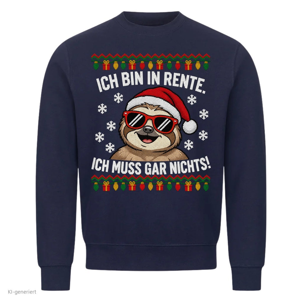 Faultier Weihnachtspullover Ich bin in Rente - Ugly Christmas Sweater in Navy