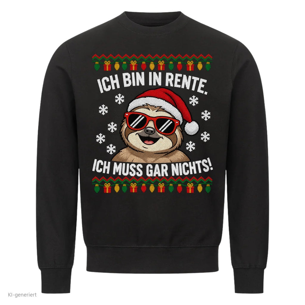 Faultier Weihnachtspullover Ich bin in Rente - Ugly Christmas Sweater in Schwarz