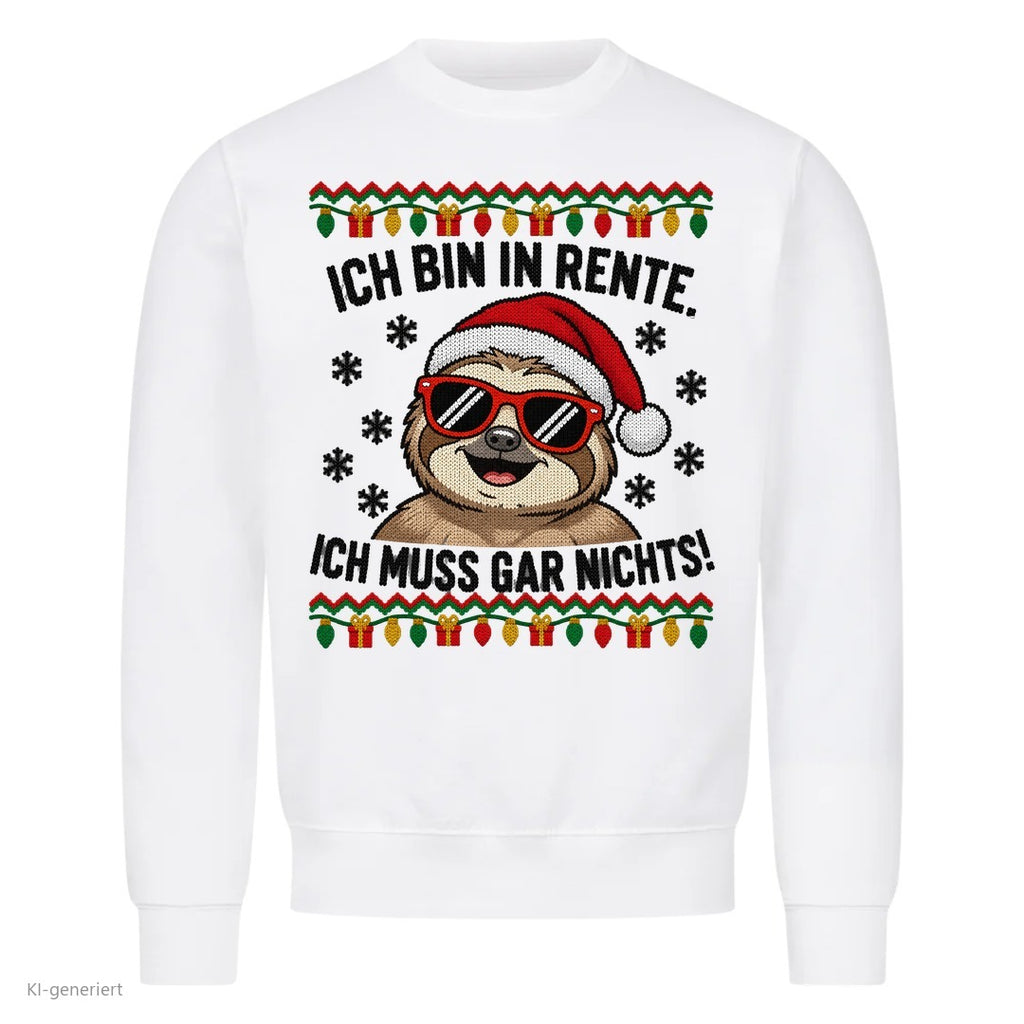Faultier Weihnachtspullover Ich bin in Rente - Ugly Christmas Sweater in Weiß