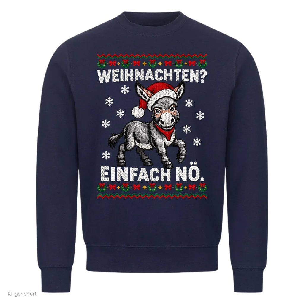 Esel Weihnachtspullover Weihnachten? Einfach nö - Ugly Christmas Sweater in Navy