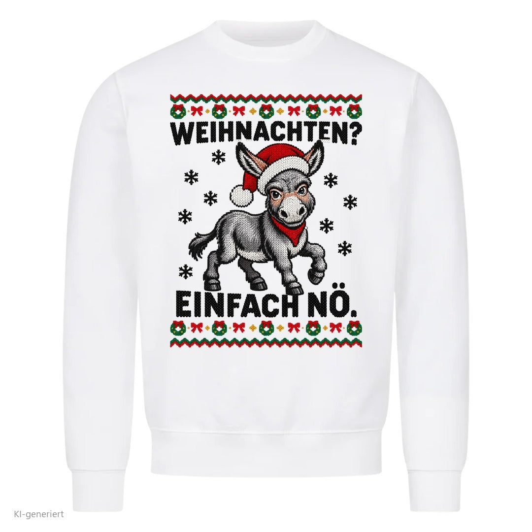 Esel Weihnachtspullover Weihnachten? Einfach nö - Ugly Christmas Sweater in Weiß