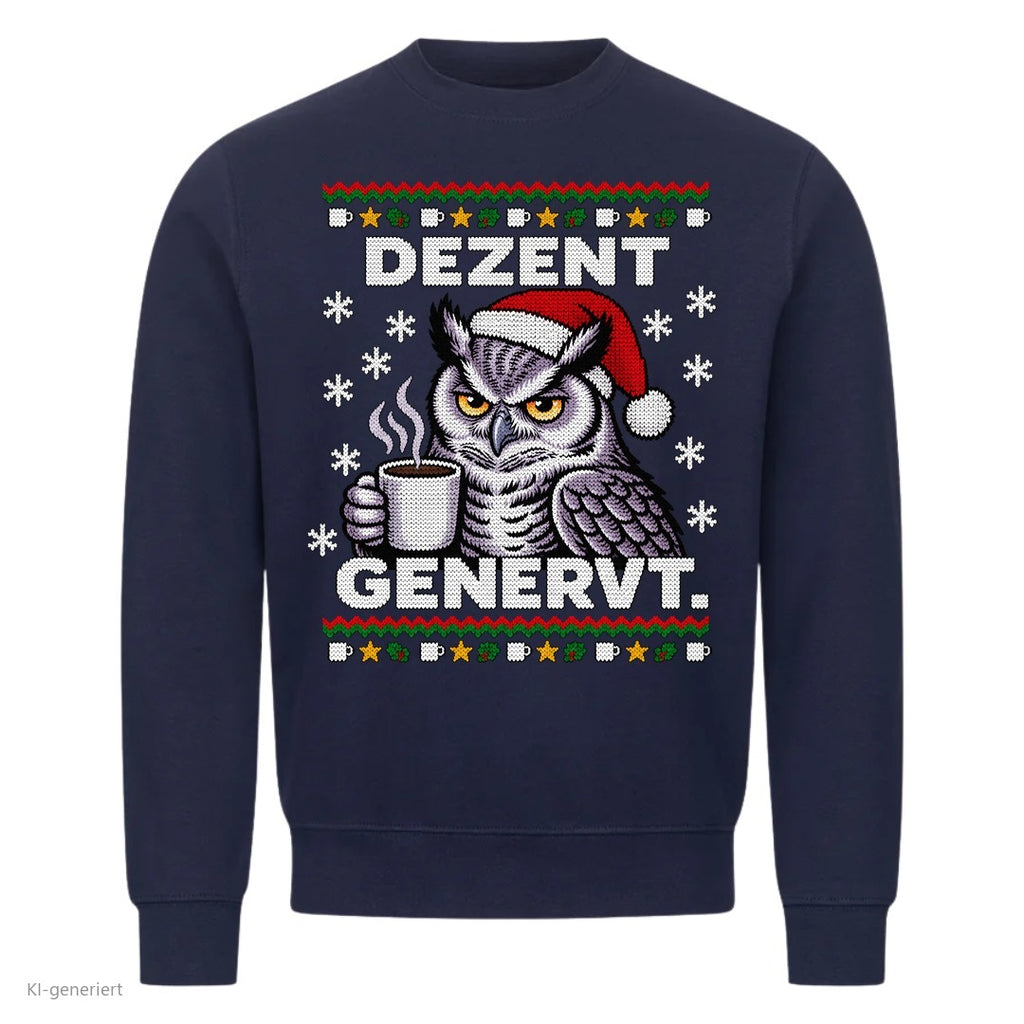Eule Weihnachtspullover Dezent genervt - Ugly Christmas Sweater in Navy