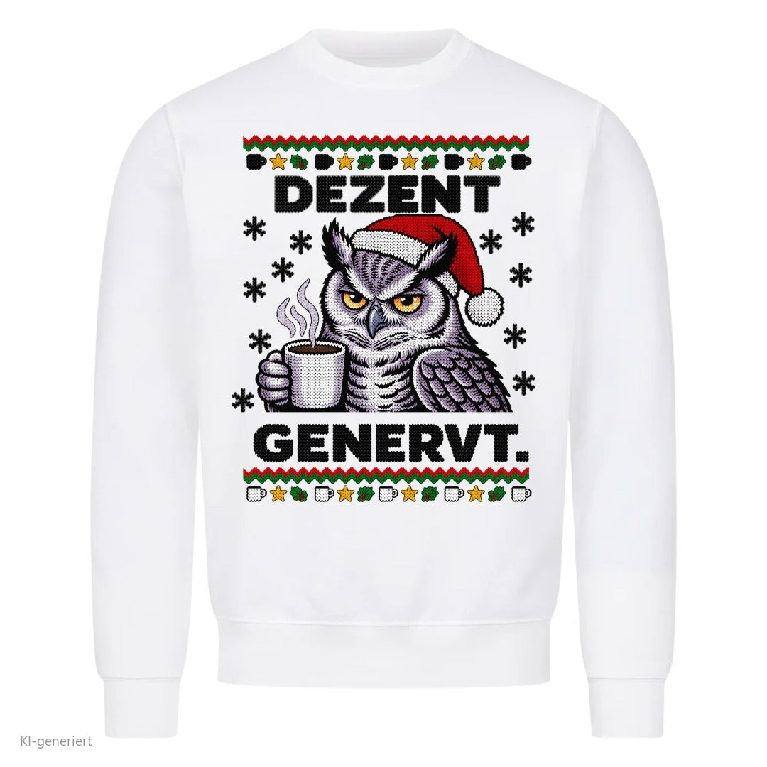 Eule Weihnachtspullover Dezent genervt - Ugly Christmas Sweater in Weiß