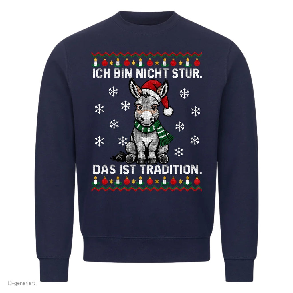 Sturer Esel Weihnachtspullover Das ist Tradition - Ugly Christmas Sweater in Navy