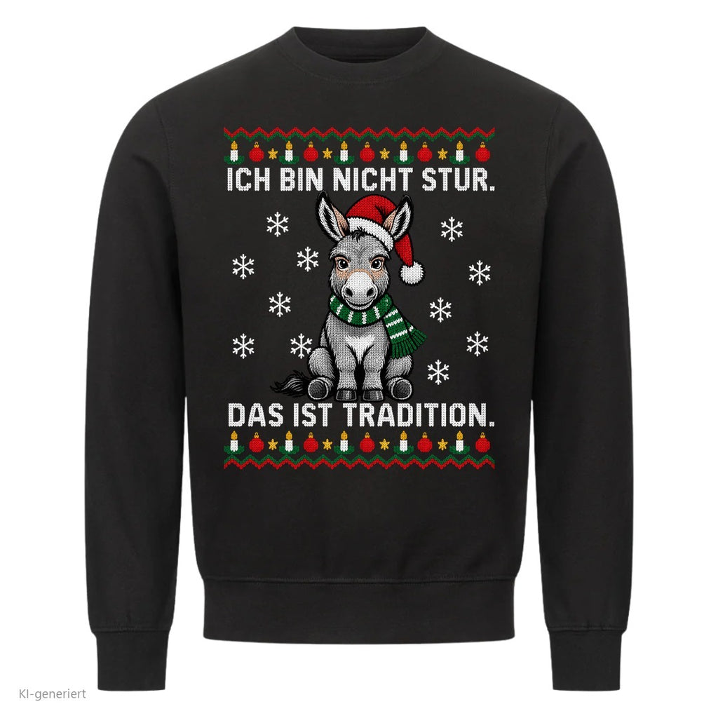 Sturer Esel Weihnachtspullover Das ist Tradition - Ugly Christmas Sweater in Schwarz