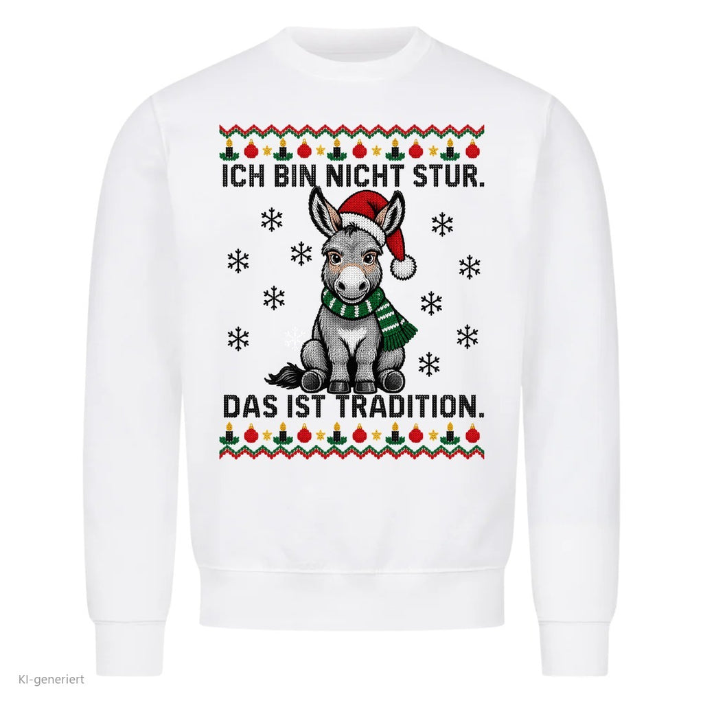 Sturer Esel Weihnachtspullover Das ist Tradition - Ugly Christmas Sweater in Weiß