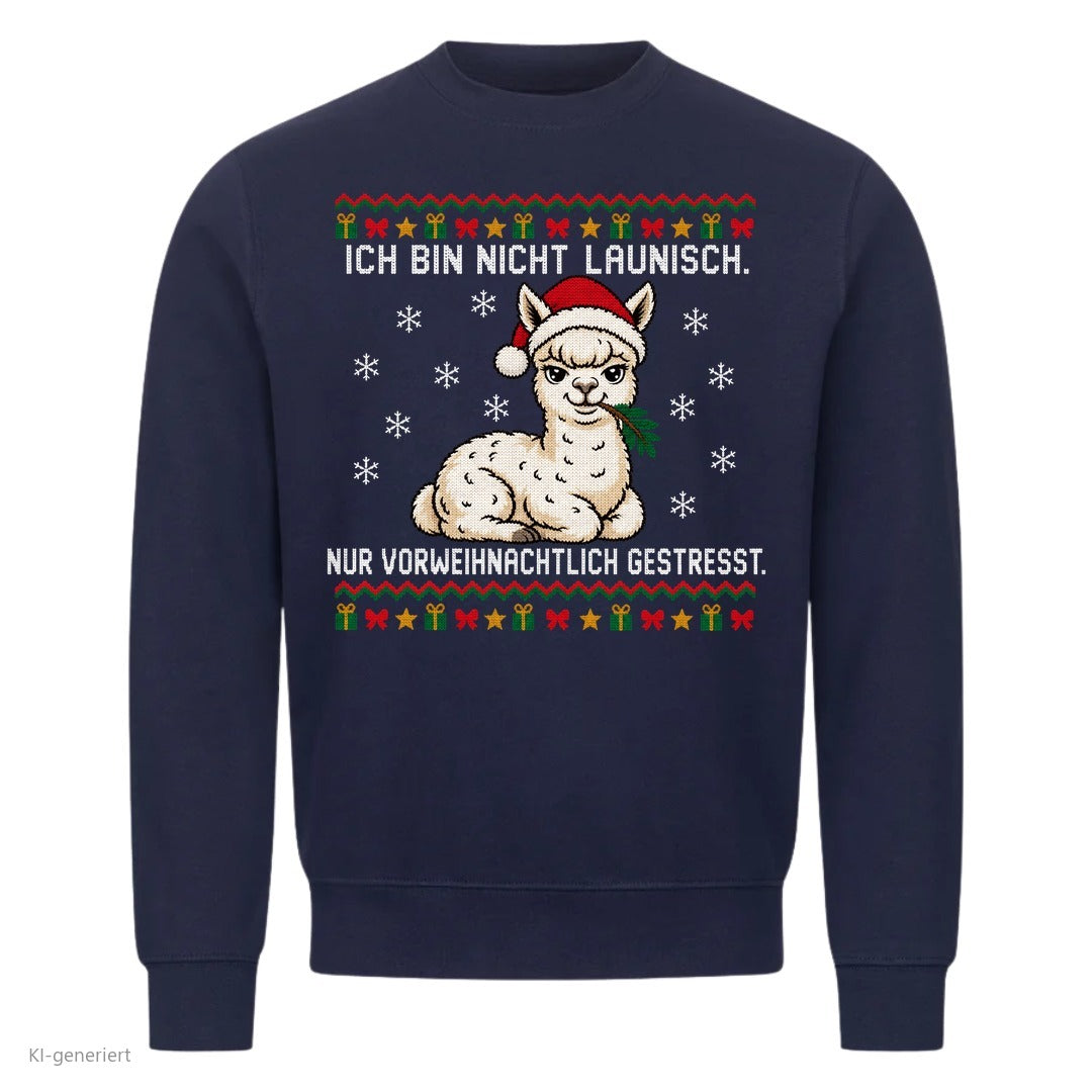 Alpaka Weihnachtspullover Vorweihnachtlich gestresst - Ugly Christmas Sweater in Navy