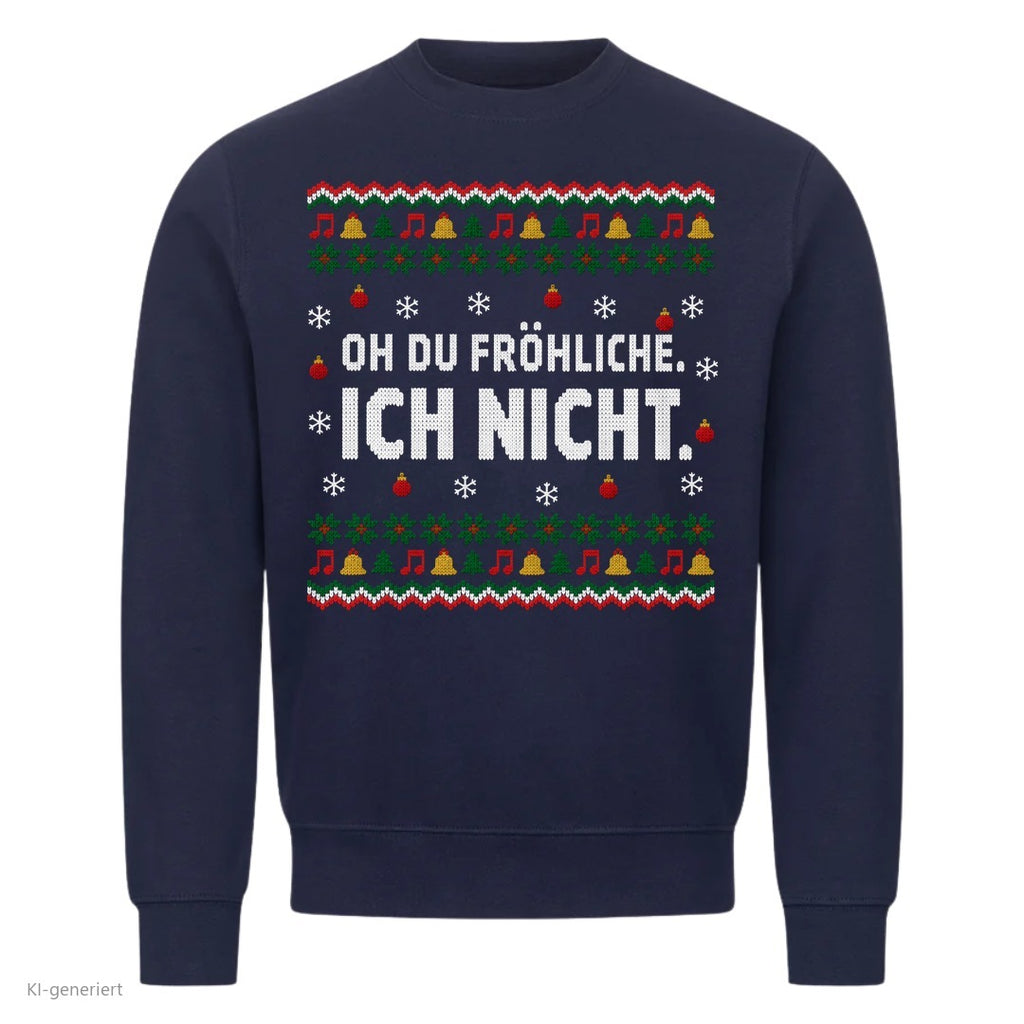 Weihnachtspullover mit Spruch Oh du Fröhliche, ich nicht - Ugly Christmas Sweater in Navy