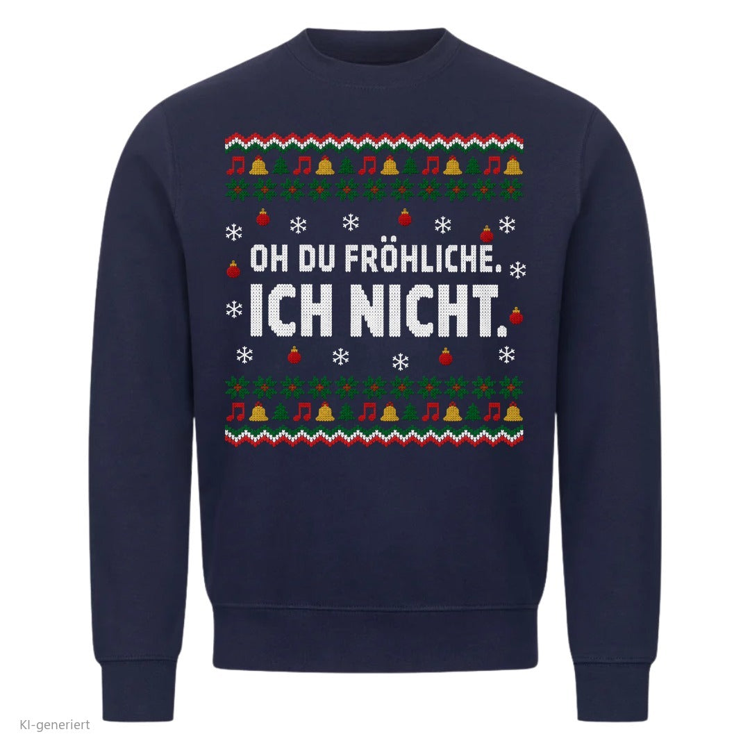 Weihnachtspullover mit Spruch Oh du Fröhliche, ich nicht - Ugly Christmas Sweater in Navy