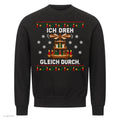 Weihnachtspyramide Weihnachtspullover Ich dreh gleich durch - Ugly Christmas Sweater in Schwarz