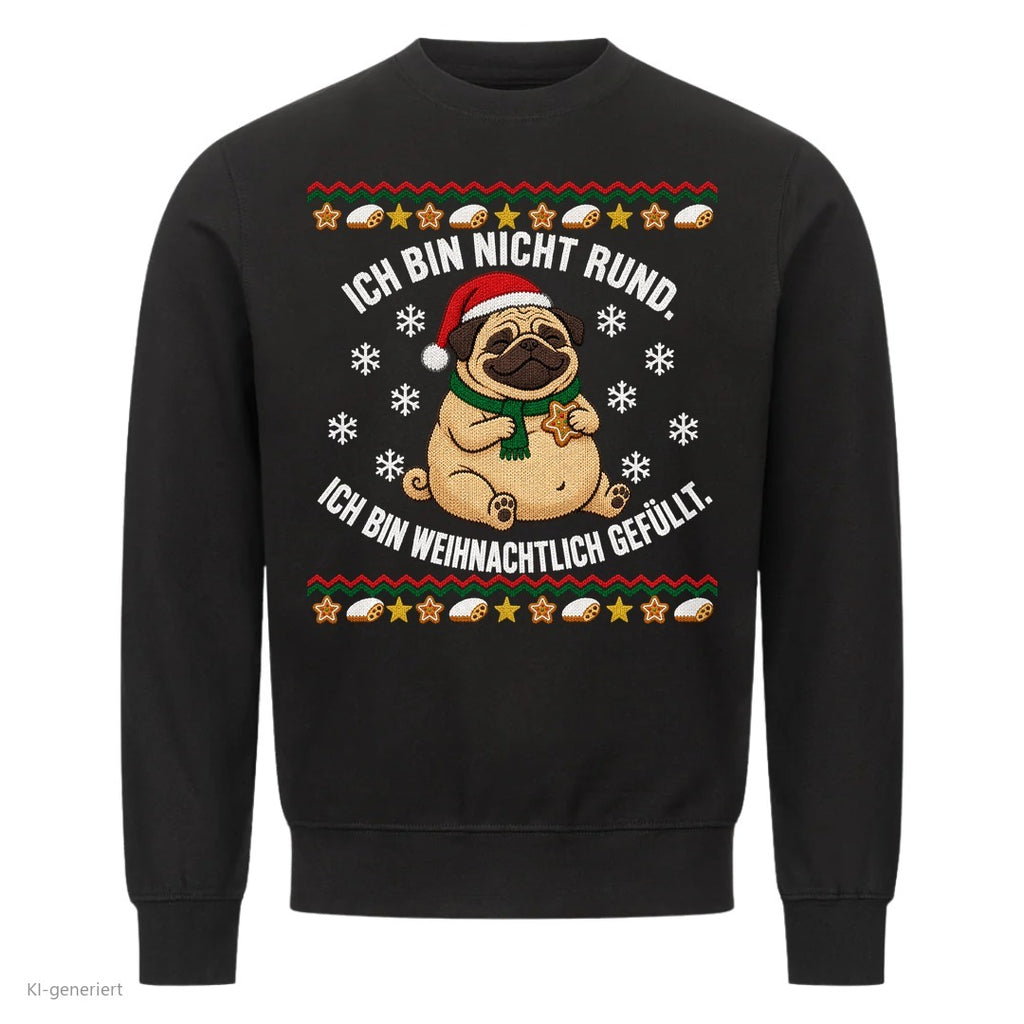Mops Weihnachtspullover Weihnachtlich gefüllt - Ugly Christmas Sweater in Schwarz