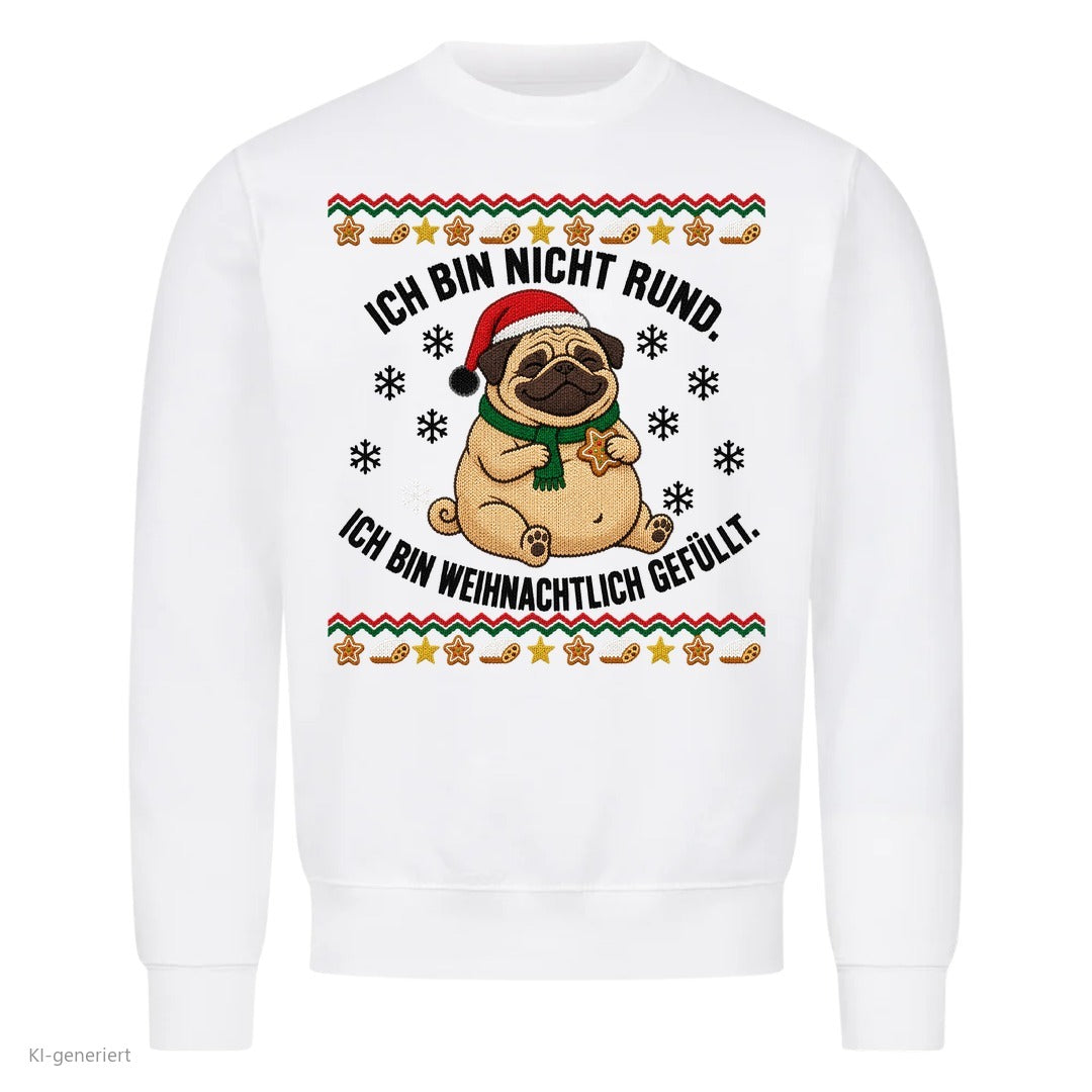 Mops Weihnachtspullover Weihnachtlich gefüllt - Ugly Christmas Sweater in Weiß