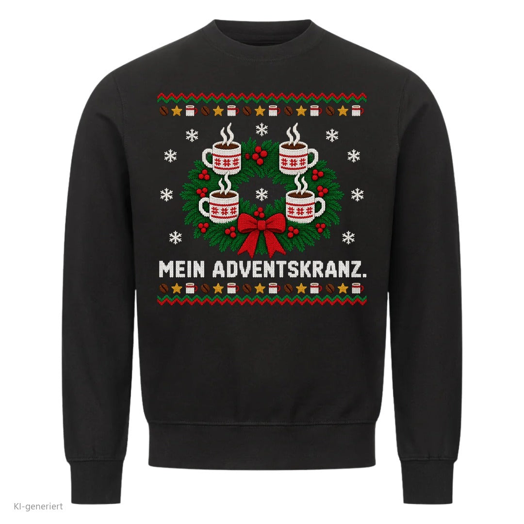 Kaffee Weihnachtspullover Mein Adventskranz - Ugly Christmas Sweater in Schwarz