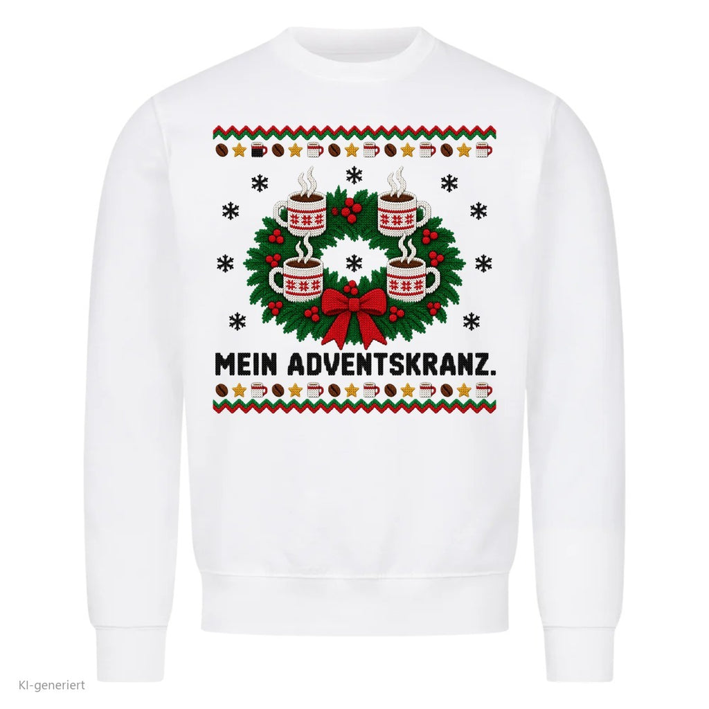 Kaffee Weihnachtspullover Mein Adventskranz - Ugly Christmas Sweater in Weiß