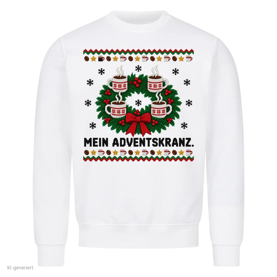 Kaffee Weihnachtspullover Mein Adventskranz - Ugly Christmas Sweater in Weiß