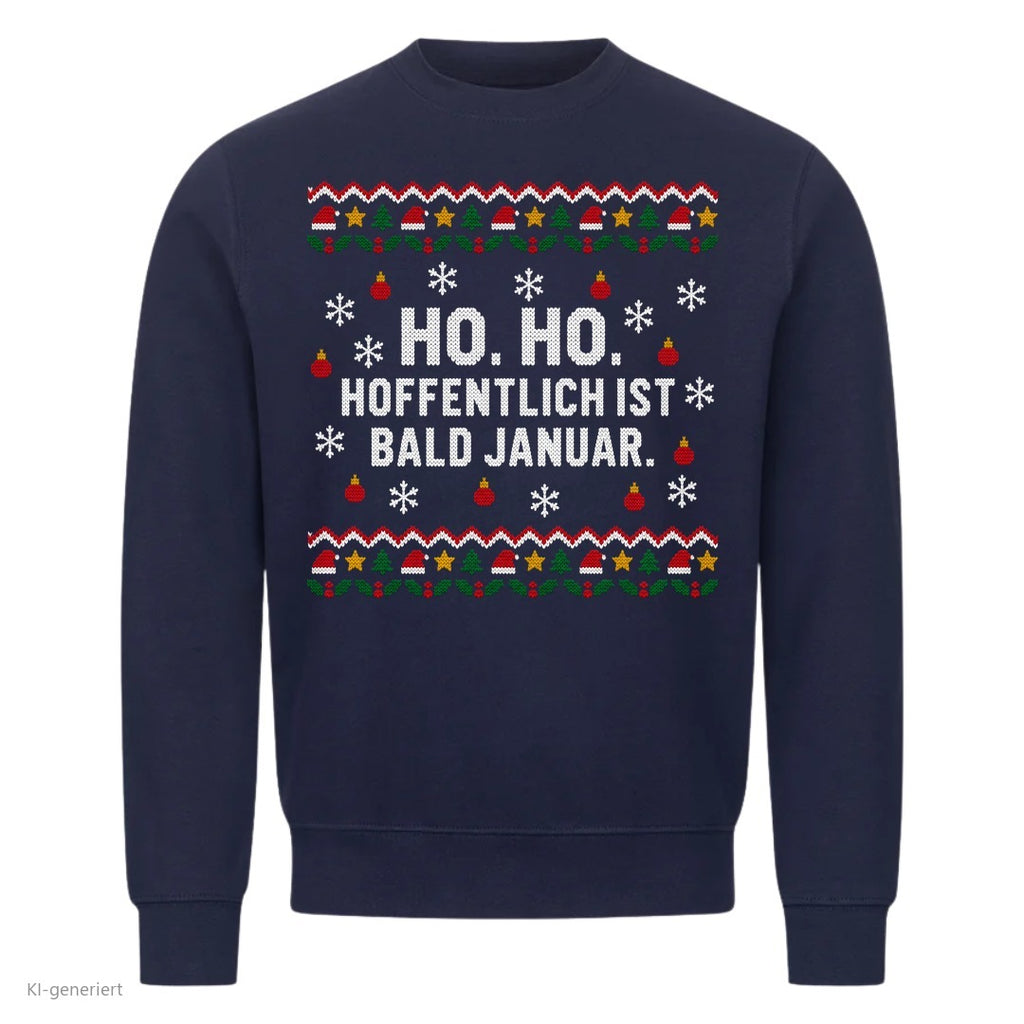 Weihnachtspullover mit Spruch Hoffentlich ist bald Januar - Ugly Christmas Sweater in Navy