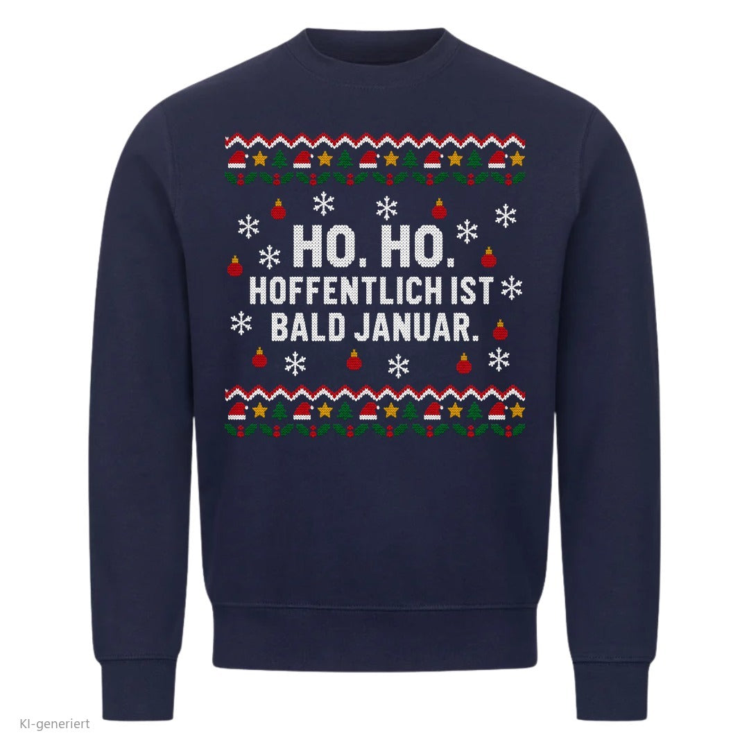 Weihnachtspullover mit Spruch Hoffentlich ist bald Januar - Ugly Christmas Sweater in Navy