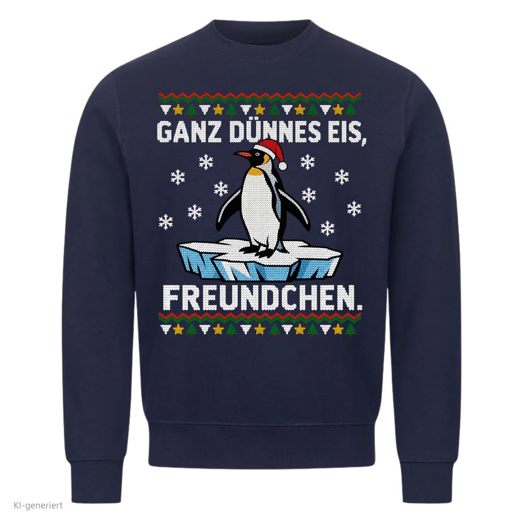 Pinguin Weihnachtspullover Ganz dünnes Eis - Ugly Christmas Sweater in Navy