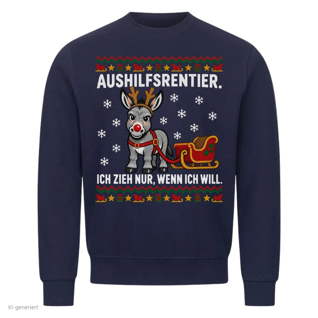 Rentier Esel Weihnachtspullover Aushilfsrentier - Ugly Christmas Sweater in Navy