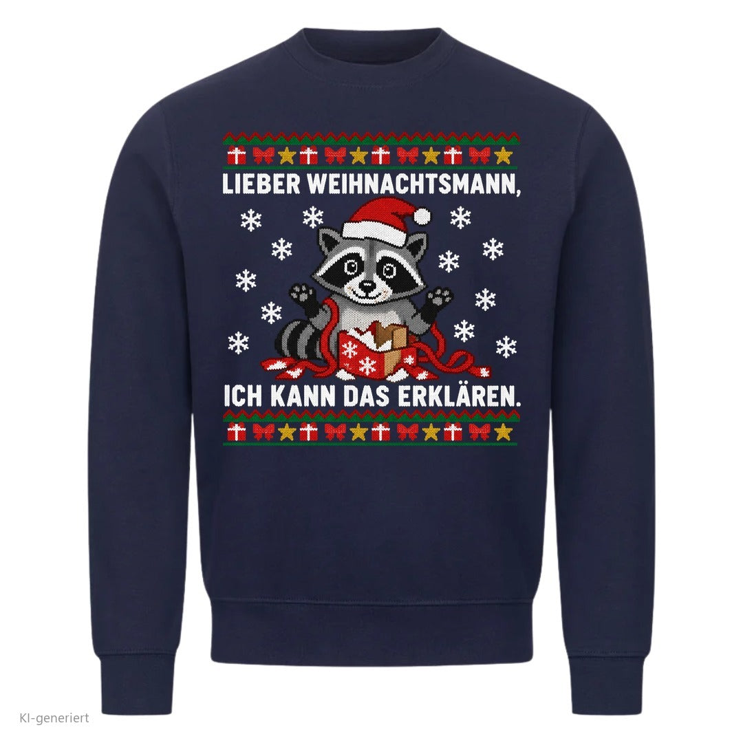 Waschbär Weihnachtspullover Ich kann das erklären - Ugly Christmas Sweater in Navy