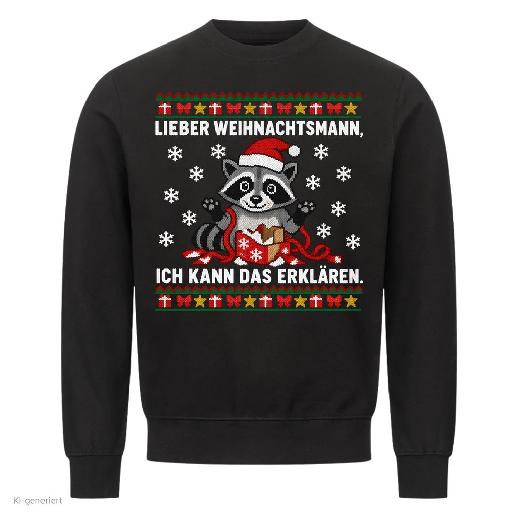 Waschbär Weihnachtspullover Ich kann das erklären - Ugly Christmas Sweater in Schwarz