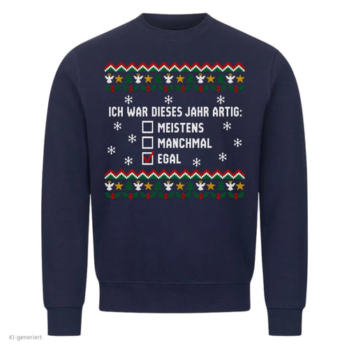 Weihnachtspullover mit Spruch Artig? Egal - Ugly Christmas Sweater in Navy