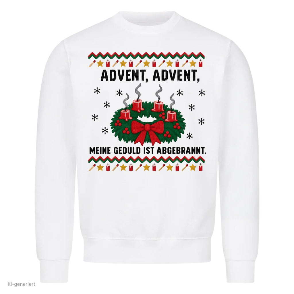 Adventskranz Weihnachtspullover Meine Geduld ist abgebrannt - Ugly Christmas Sweater in Weiß
