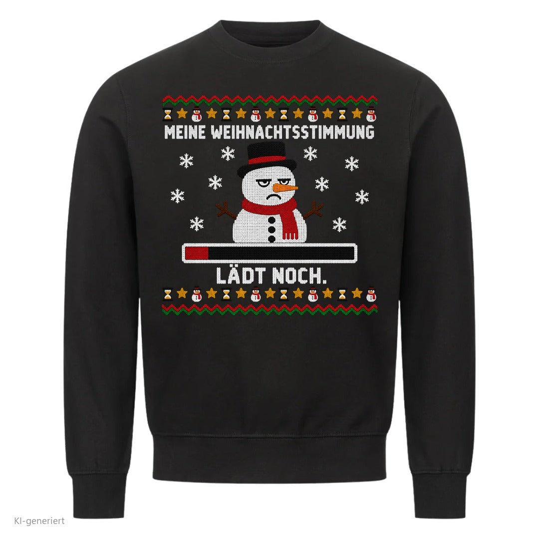 Schneemann Weihnachtspullover Stimmung lädt noch - Ugly Christmas Sweater in Schwarz