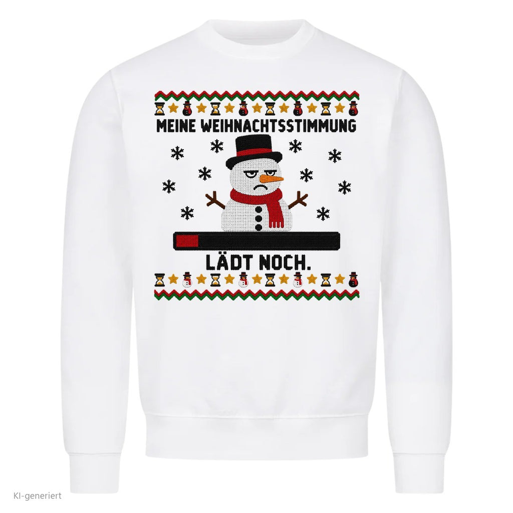 Schneemann Weihnachtspullover Stimmung lädt noch - Ugly Christmas Sweater in Weiß