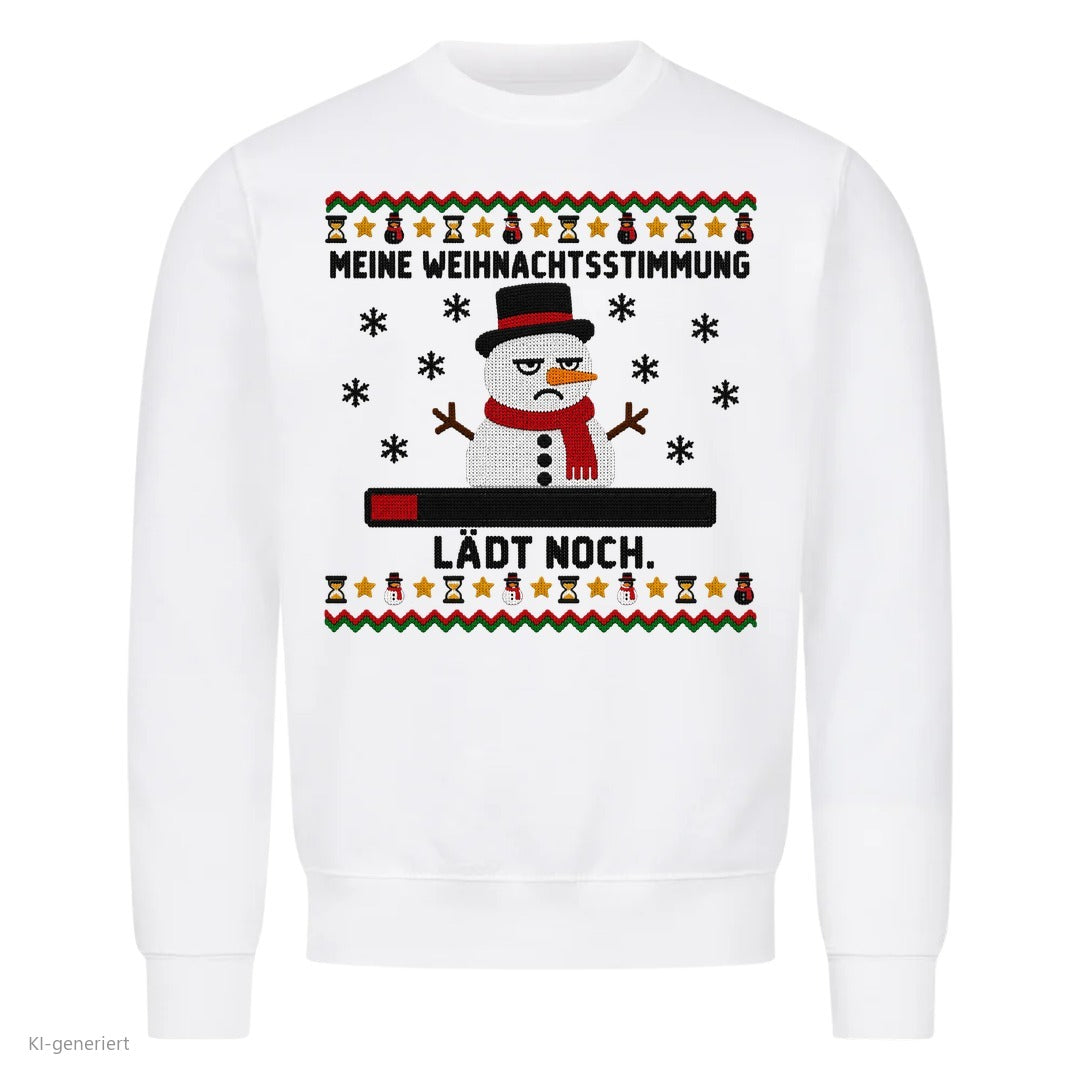 Schneemann Weihnachtspullover Stimmung lädt noch - Ugly Christmas Sweater in Weiß