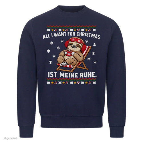 Faultier Weihnachtspullover All I want is Ruhe - Ugly Christmas Sweater in Navy