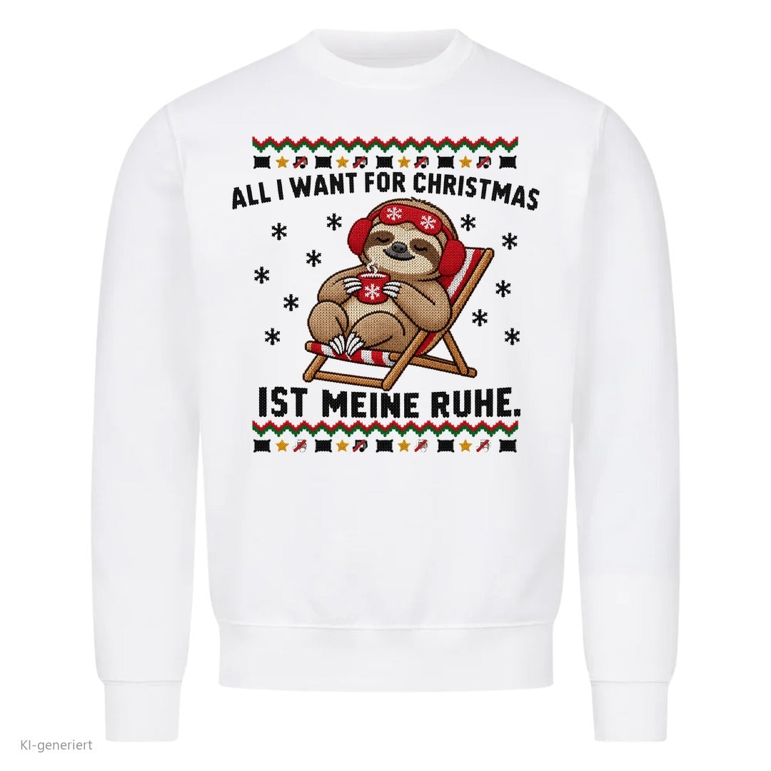 Faultier Weihnachtspullover All I want is Ruhe - Ugly Christmas Sweater in Weiß