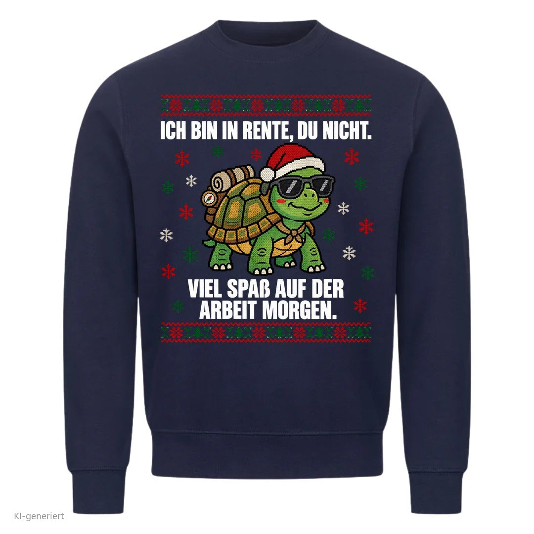 Schildkröte Weihnachtspullover Ich bin in Rente, du nicht - Ugly Christmas Sweater in Navy