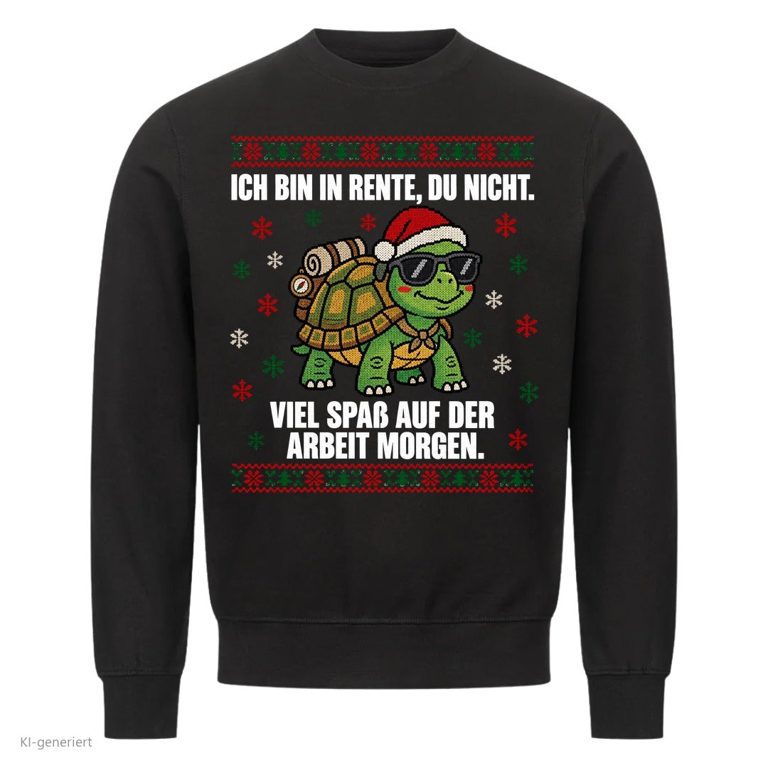 Schildkröte Weihnachtspullover Ich bin in Rente, du nicht - Ugly Christmas Sweater in Schwarz