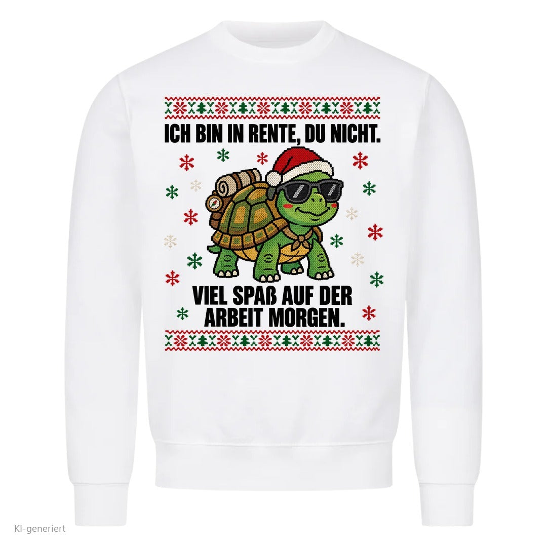 Schildkröte Weihnachtspullover Ich bin in Rente, du nicht - Ugly Christmas Sweater in Weiß