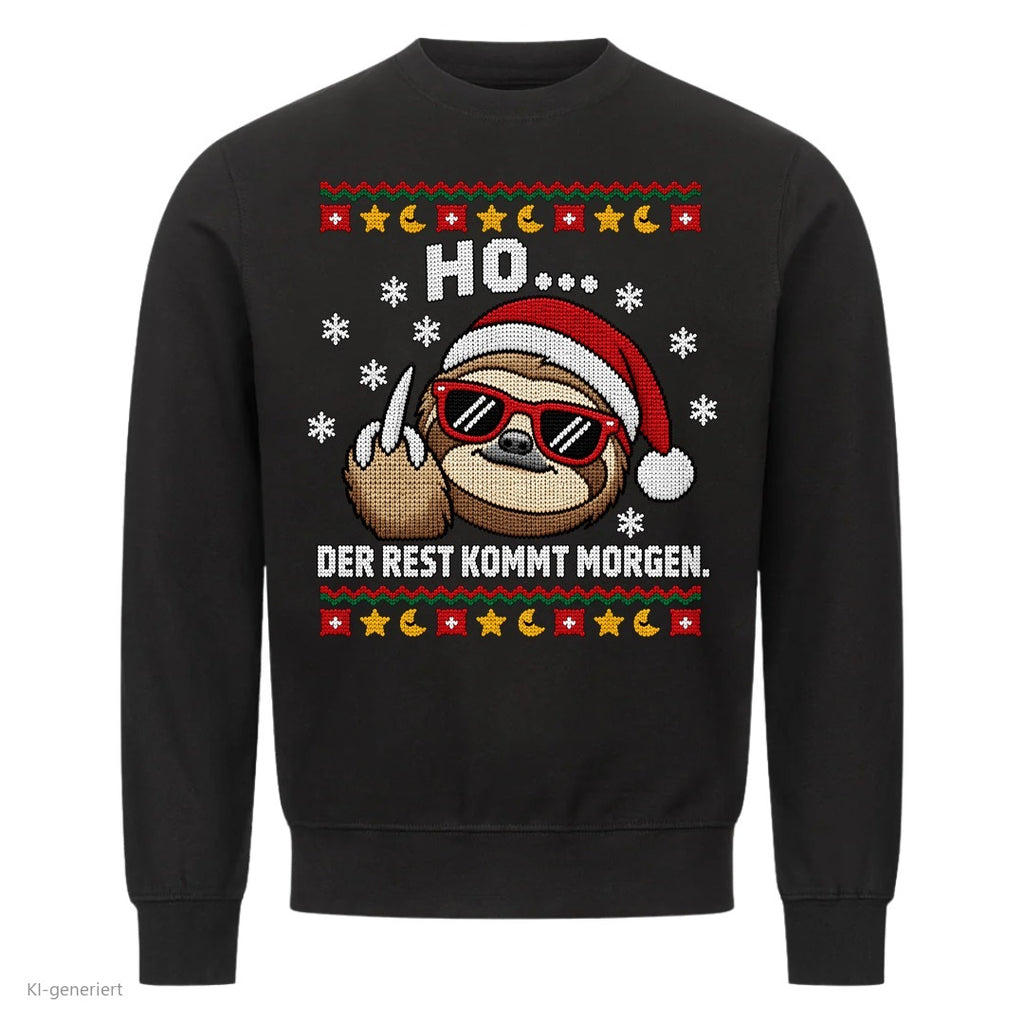 Faultier Weihnachtspullover Ho… der Rest kommt morgen - Ugly Christmas Sweater in Schwarz