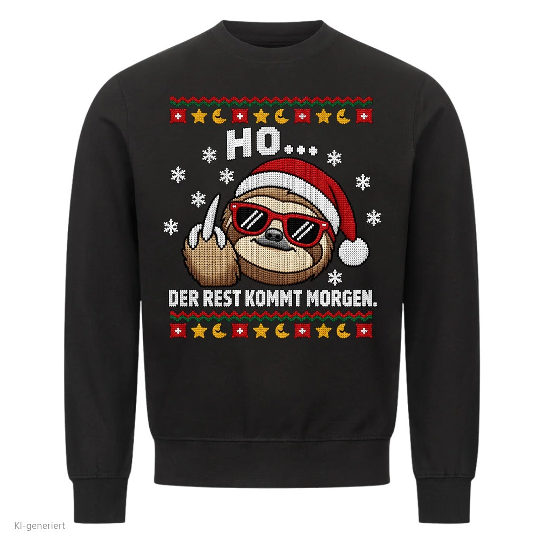Faultier Weihnachtspullover Ho… der Rest kommt morgen - Ugly Christmas Sweater in Schwarz