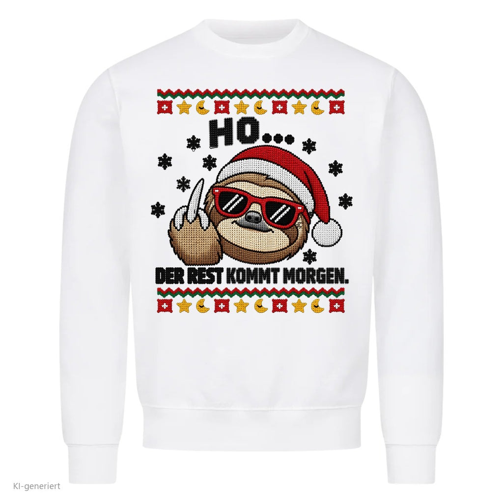 Faultier Weihnachtspullover Ho… der Rest kommt morgen - Ugly Christmas Sweater in Weiß