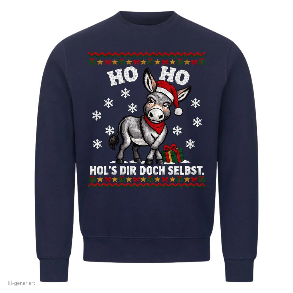 Esel Weihnachtspullover Hol's dir doch selbst - Ugly Christmas Sweater in Navy