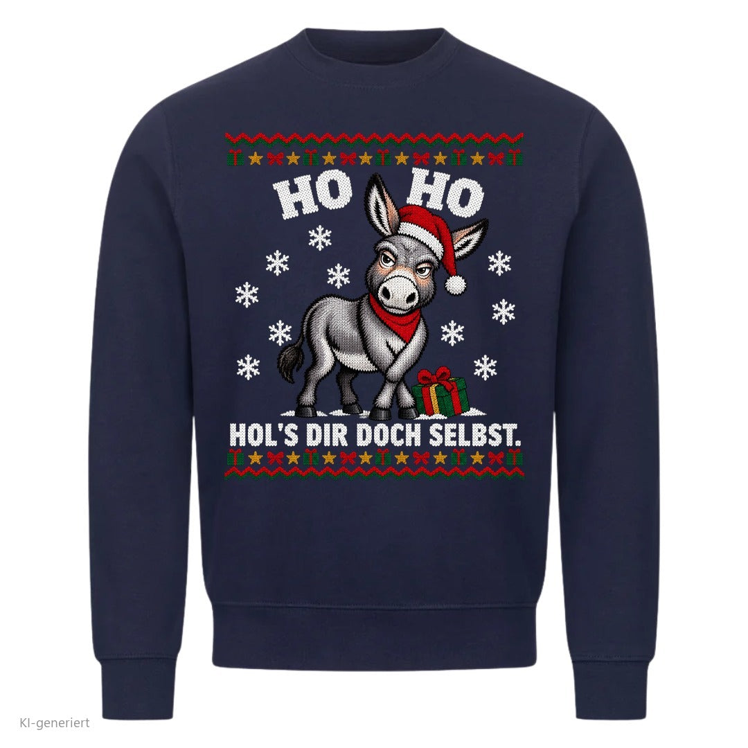 Esel Weihnachtspullover Hol's dir doch selbst - Ugly Christmas Sweater in Navy