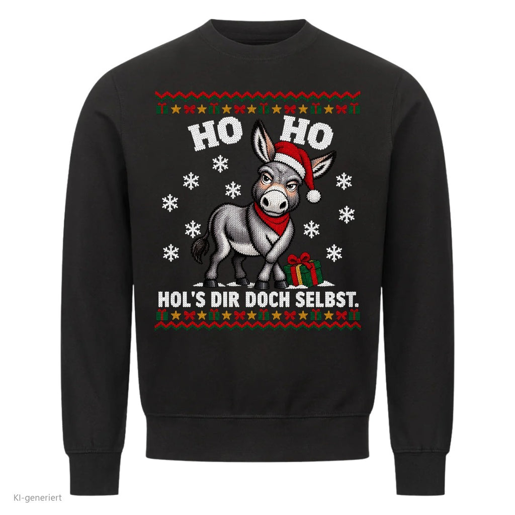 Esel Weihnachtspullover Hol's dir doch selbst - Ugly Christmas Sweater in Schwarz