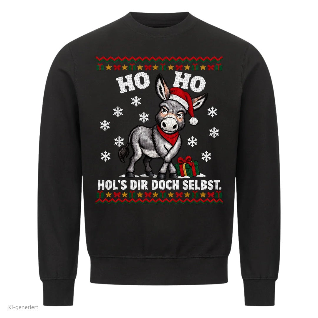 Esel Weihnachtspullover Hol's dir doch selbst - Ugly Christmas Sweater in Schwarz