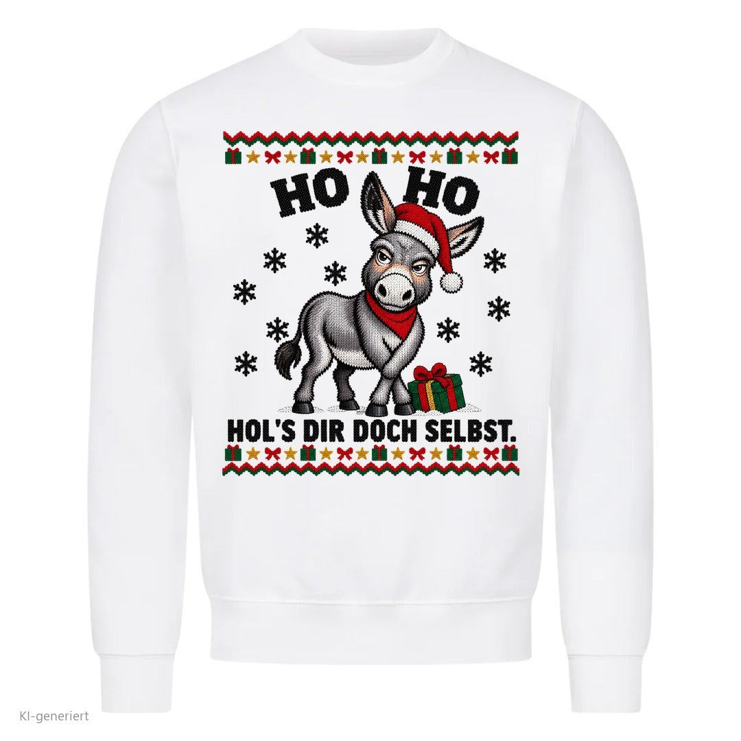 Esel Weihnachtspullover Hol's dir doch selbst - Ugly Christmas Sweater in Weiß