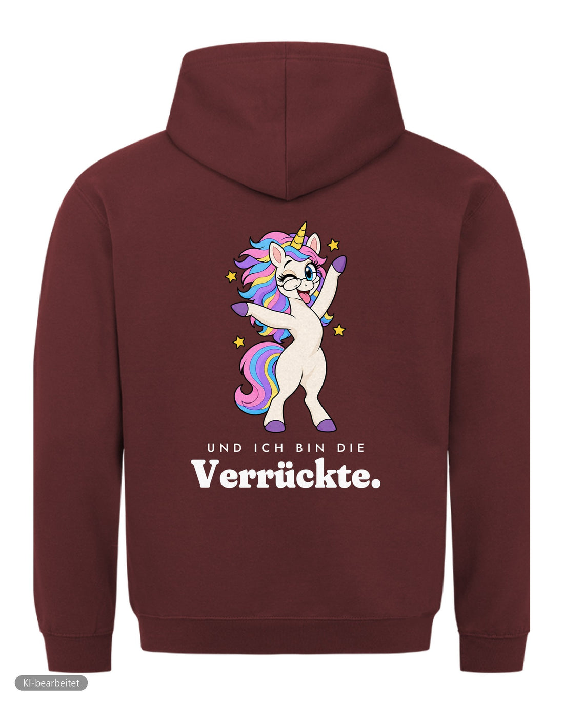 Die Vernünftige und die Verrückte Partnerlook Hoodies: Rückendruck, Hoodie Die Verrückte in Burgunder
